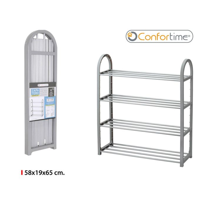 Confortime Zapatero de Metal y Plástico 4 Pisos 58 x 19 x 65 cm (6 Unidades) Confortime Zapatero de Metal y Plástico 4 Pisos 58 x 19 x 65 cm (6 Unidades)