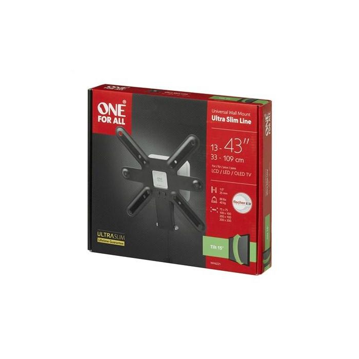 One For All WM6221 Soporte Pared TV Inclinable Ultra Slim 13 a 43 Pulgadas 2 One For All WM6221 Soporte Pared TV Inclinable Ultra Slim 13 a 43 Pulgadas 2