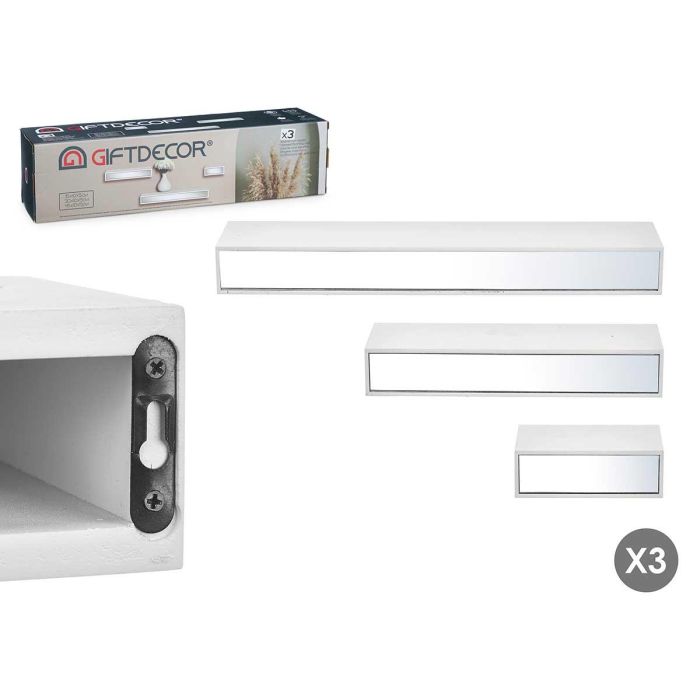 Tres Estantes Espejo 15 30 45 Cm Blanco Giftdecor (4 Unidades) Tres Estantes Espejo 15 30 45 Cm Blanco Giftdecor (4 Unidades)