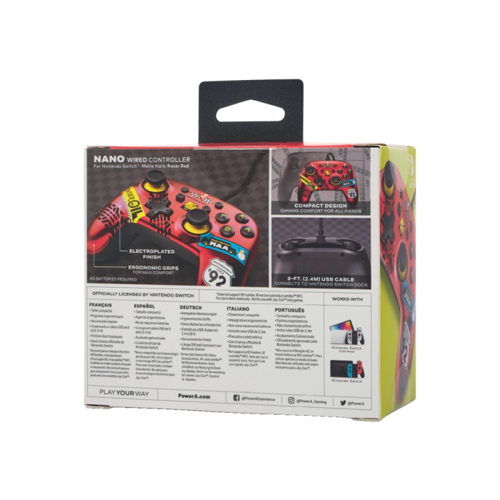 Power a Mando Nano con Cable para Nintendo Switch Mario Kart Racer Red 5