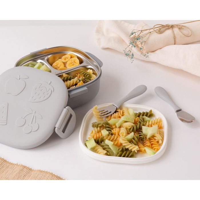 Caja Almuerzo Cuadrado Acero Inoxidable Gris 1 Caja Almuerzo Cuadrado Acero Inoxidable Gris 1