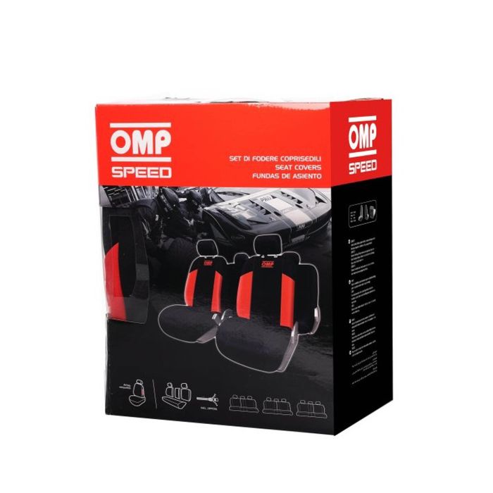 OMP Juego Fundas Asientos Coche Universal 11 Piezas Negro-Rojo OMP1035RS 2