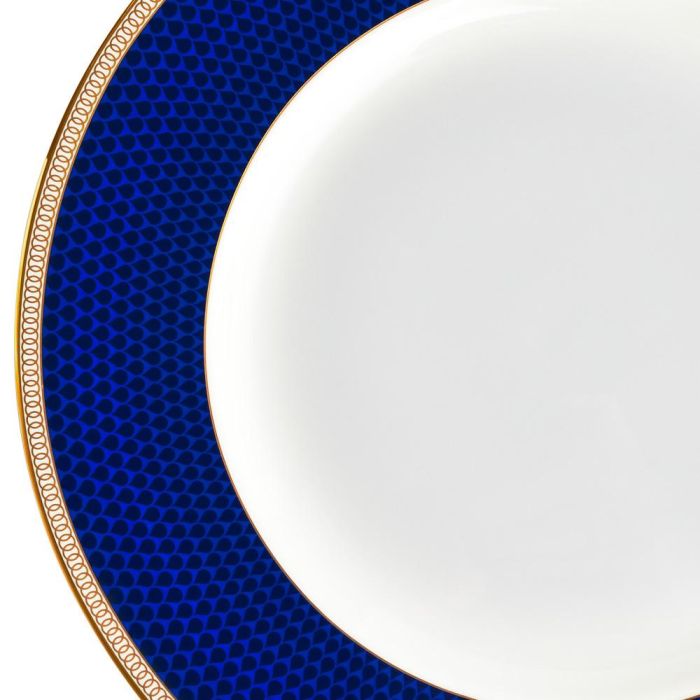 Wedgwood Plato Llano Hibiscus Blue 27 cm (4 Unidades) Apto Lavavajillas Franjas Oro 22k 4
