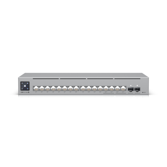 Ubiquiti Pro Max 16 PoE Switch Gestionado L3, 16 Puertos Gigabit Ethernet con PoE, Capacidad 84 Gbps, Montaje en Rack, Color Gris