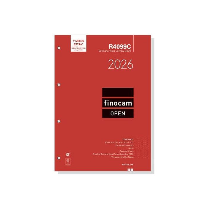 Recambio Agenda Anual (2026) Catalan Finocam R4099C Open 4000 210X297 Anualidad S/V