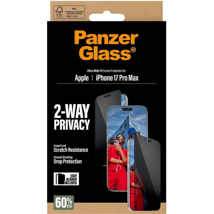 PanzerGlass 2-Way Privacy Schutzglas iPhone 17 Pro Max/UWF 2