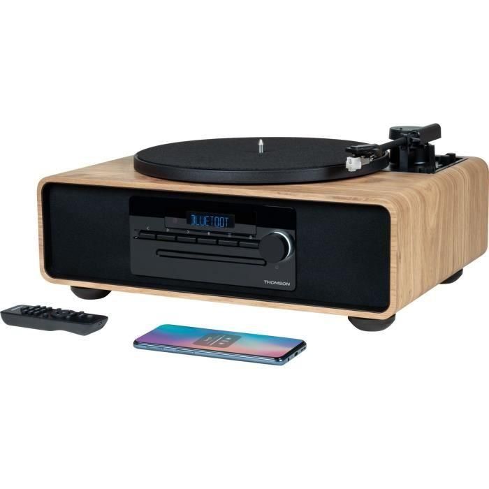 THOMSON THO1720570879525 Microcadena Bluetooth con Tocadiscos, Radio FM/CD/MP3/USB, 60W, Negro/Madera 0 THOMSON THO1720570879525 Microcadena Bluetooth con Tocadiscos, Radio FM/CD/MP3/USB, 60W, Negro/Madera 0