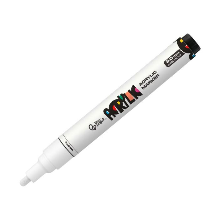Rotulador Liderpapel Acrylic Base Agua Todo Tipo De Superficie Punta Redonda 3 mm Blanco 1 Rotulador Liderpapel Acrylic Base Agua Todo Tipo De Superficie Punta Redonda 3 mm Blanco 1