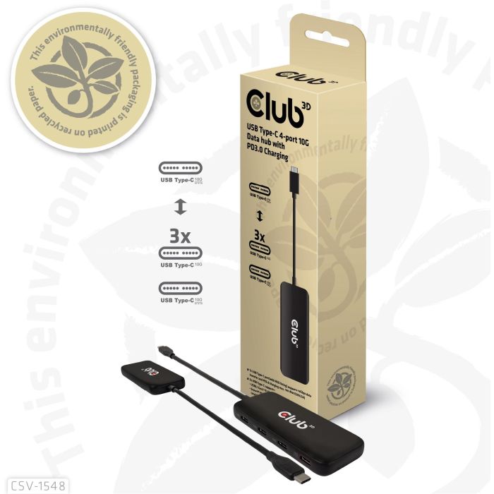 Club3D Hub USB-C a 4x USB-C 10Gbps con Carga Rápida Power Delivery 100W 6 Club3D Hub USB-C a 4x USB-C 10Gbps con Carga Rápida Power Delivery 100W 6