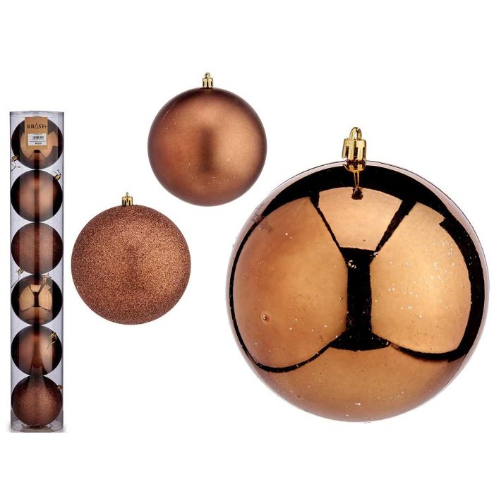 Krist+ Set de 6 Bolas de Navidad Color Marrón 12 cm (6 Unidades) Krist+ Set de 6 Bolas de Navidad Color Marrón 12 cm (6 Unidades)