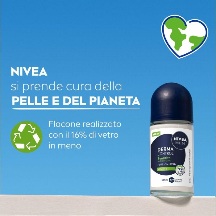 Nivea DERMA CONTROL SENSITIVE Desodorante Roll-On 72h Protección Antitranspirante con Hialurónico y Vitamina E 50 ml 2 Nivea DERMA CONTROL SENSITIVE Desodorante Roll-On 72h Protección Antitranspirante con Hialurónico y Vitamina E 50 ml 2