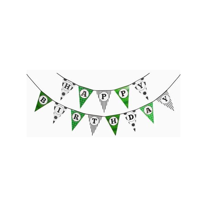 OH YEAH Guirnalda de Banderines Happy Birthday Fútbol 5M para Fiestas Infantiles