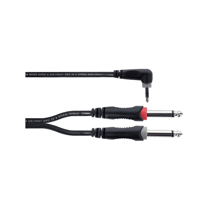 Cable Y Mini-Jack Estéreo En Ángulo / 2 Jacks Mono 3 M 3 Cable Y Mini-Jack Estéreo En Ángulo / 2 Jacks Mono 3 M 3