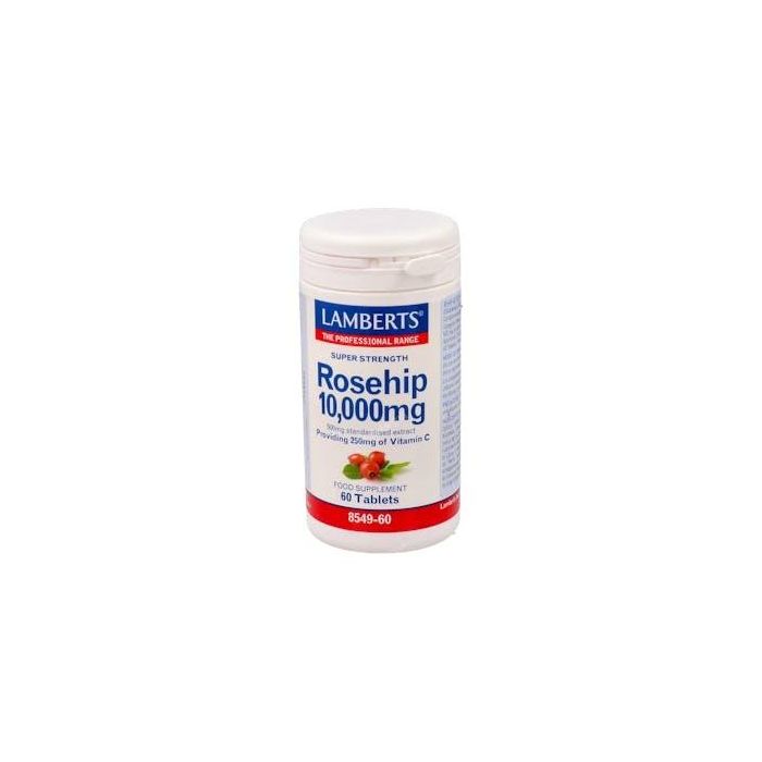LAMBERTS Escaramujo 10.000mg Rose Hips Vitamina C. 60 Comprimidos para Cartílago y Sistema Inmune. Apto Veganos.