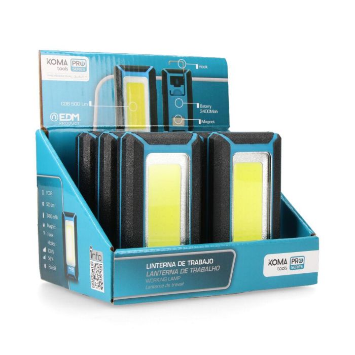 Koma Tools Linterna LED COB 8W 500LM Profesional, Recargable USB, Gancho + Imán, Función Power Bank, Incluye Cable Tipo C 6 Koma Tools Linterna LED COB 8W 500LM Profesional, Recargable USB, Gancho + Imán, Función Power Bank, Incluye Cable Tipo C 6
