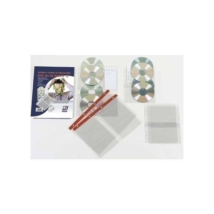 Funda Cd/Dvd Iberplas Pvc A4 Con 4 Talad. C/Refzo. 4 Dpto. (150Μ) Paquete De 15