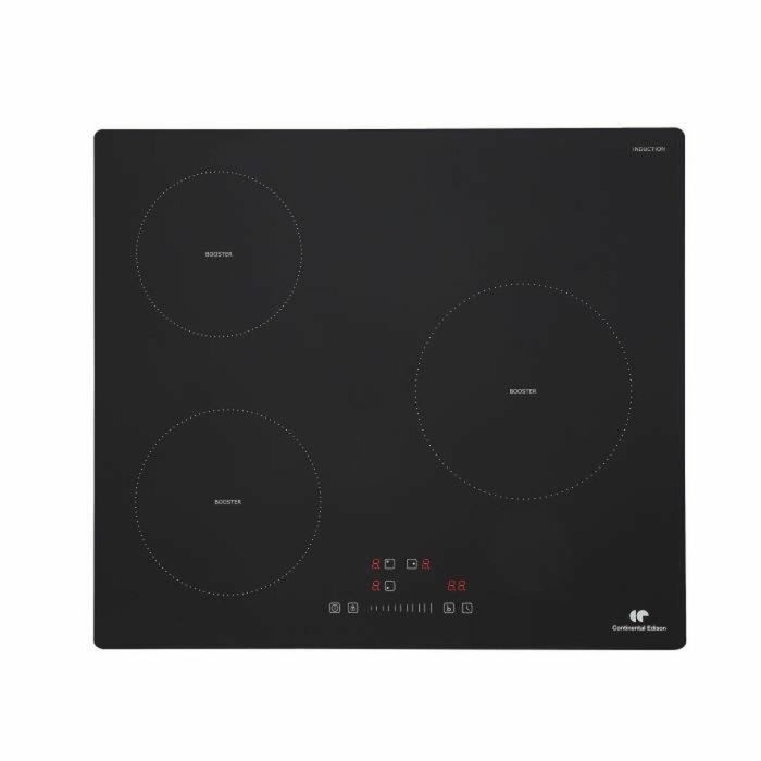 Continental Edison CETI3B3T2 Placa de inducción de 3 focos, con 3 temporizadores y 3 refuerzos, negra