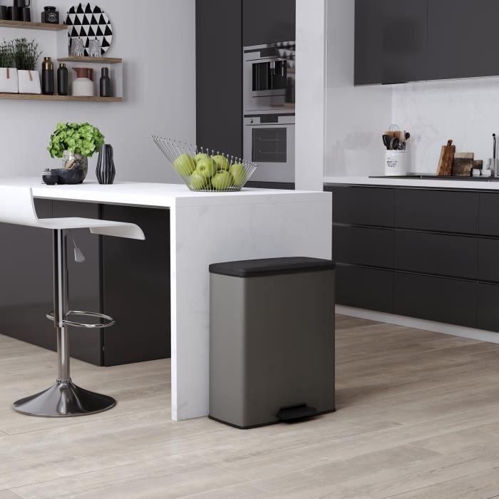 Cubo de basura rectangular - DECO BIN - CURVER - 65L - Gran capacidad - 49 x 32 x 61 cm - Antracita 3 Cubo de basura rectangular - DECO BIN - CURVER - 65L - Gran capacidad - 49 x 32 x 61 cm - Antracita 3