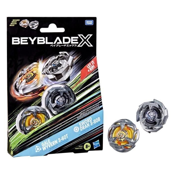 Beyblade X Dual Pack Gale Wyvern 3-60T y Sword Dran 3-80B, 2 peonzas de competición Takara Tomy con giro a la derecha auténticas, diseño Beyblade X Dual Pack Gale Wyvern 3-60T y Sword Dran 3-80B, 2 peonzas de competición Takara Tomy con giro a la derecha auténticas, diseño