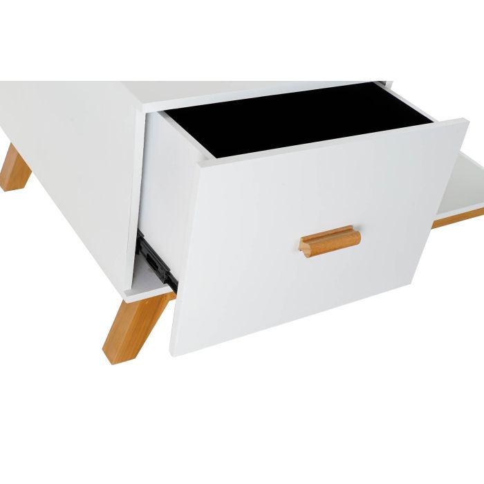 DKD Home Decor Mesa de Centro Scandi de MDF con 1 Cajón Blanco Marrón - 120 Ancho x 60 Fondo x 46 Alto cm 2 DKD Home Decor Mesa de Centro Scandi de MDF con 1 Cajón Blanco Marrón - 120 Ancho x 60 Fondo x 46 Alto cm 2