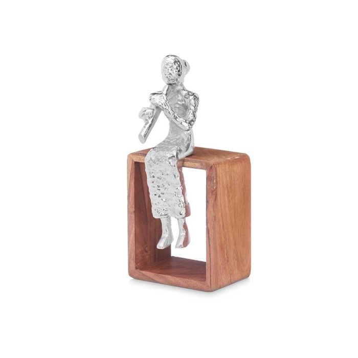 Figura Metal Flauta Plata Con Soporte Madera Giftdecor 13X27CM (6 Unidades) 1 Figura Metal Flauta Plata Con Soporte Madera Giftdecor 13X27CM (6 Unidades) 1