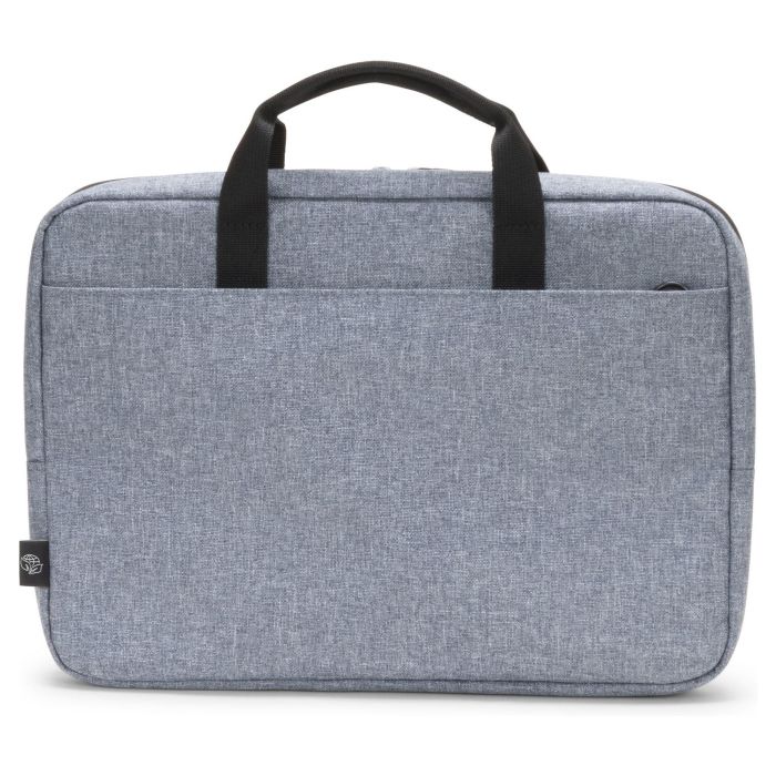 DICOTA Eco MOTION Slim - Funda para Portátil hasta 13.3" (33.8 cm), Maletín Azul Denim, Compartimento para Tableta, Tirante para Hombro, Fabricado con Materiales Reciclados