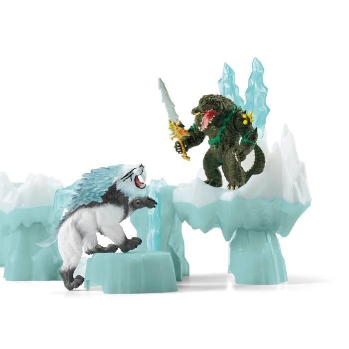 Schleich 42497 Ataque a la Fortaleza de Hielo, Criaturas de Eldrador con Tigre Dientes de Sable y Cocodrilo Luchador 3