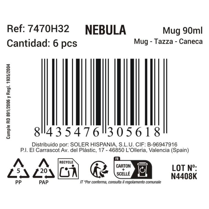 La Mediterranea Mug "Nebula" 90ml Ø5.7x6.6 cm 2