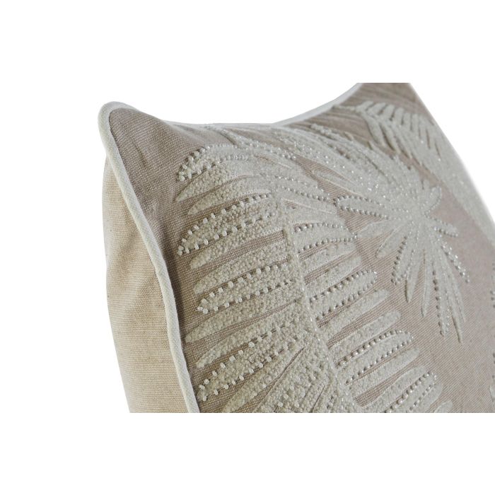 DKD Home Decor Funda de Cojín Marrón Poliéster con Hojas y Cremallera Oculta 50x50 cm 5