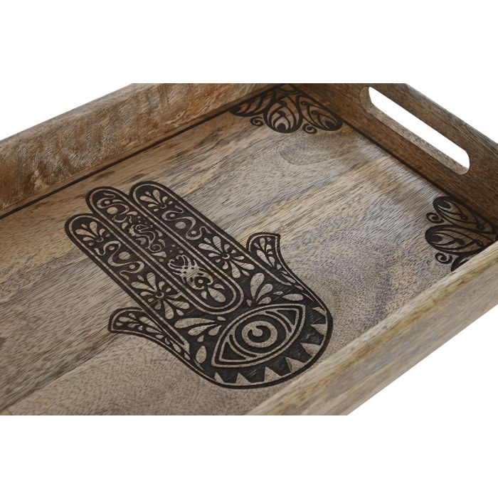 Bandeja Indio DKD Home Decor Natural Natural 27 x 5.5 x 43.5 cm Set de 2 1