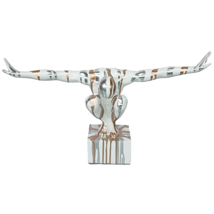 Figura Decorativa Home ESPRIT Blanco Dorado Plateado Hombre 49 x 16 x 33 cm