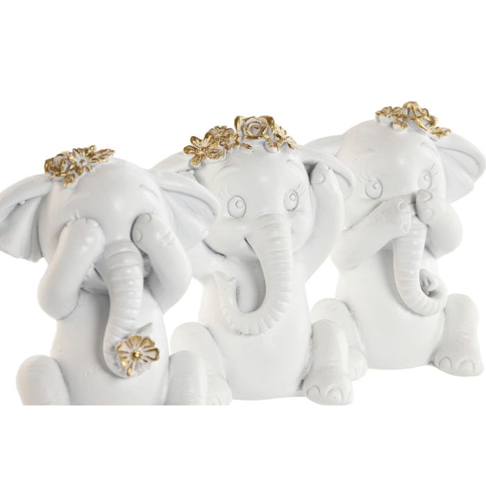 Figura Urban DKD Home Decor Blanco Dorado 5 x 9 x 7 cm (3 Unidades) 1