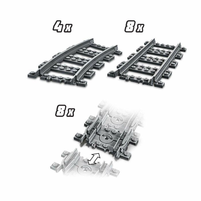 LEGO 60238 City Conjunto de Rieles de Tren y Desvíos. Incluye 4 Curvos, 1 Desvío Derecho y 1 Izquierdo. Compatible con todos los conjuntos LEGO City. 1 LEGO 60238 City Conjunto de Rieles de Tren y Desvíos. Incluye 4 Curvos, 1 Desvío Derecho y 1 Izquierdo. Compatible con todos los conjuntos LEGO City. 1