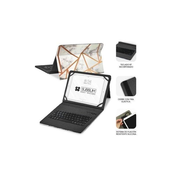 Subblim SUBKT5-BTTW10 Funda con Teclado Keytab Pro Bluetooth 5.2 para Tablets 9-11" Español Mármol Blanco Ultradelgada 1 Subblim SUBKT5-BTTW10 Funda con Teclado Keytab Pro Bluetooth 5.2 para Tablets 9-11" Español Mármol Blanco Ultradelgada 1