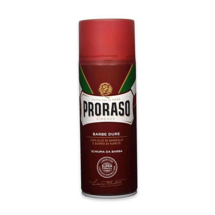 PRORASO Espuma de afeitar para barba dura con sándalo y karité 400 ml