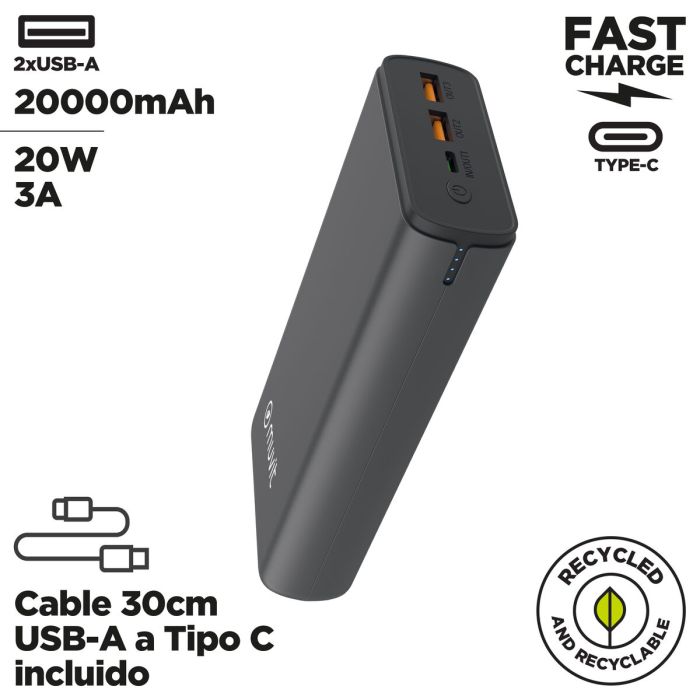 Powerbank Muvit for Change DP200G-R-PD Negro 20 W 7