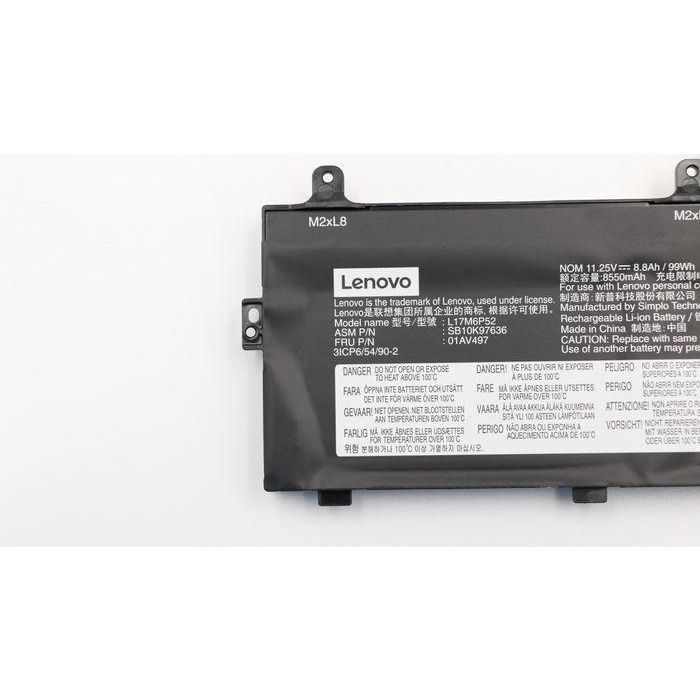 Lenovo Internal lithium-ion battery, 6-cell design, 99Wh capacity, suitable for Lenovo systems, reliable power source. 2 Lenovo Internal lithium-ion battery, 6-cell design, 99Wh capacity, suitable for Lenovo systems, reliable power source. 2
