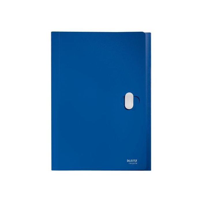 Leitz 46240035 Carpeta de polipropileno acordeón 5 posiciones A4, azul, con bolsillo frontal y broche giratorio, reciclable