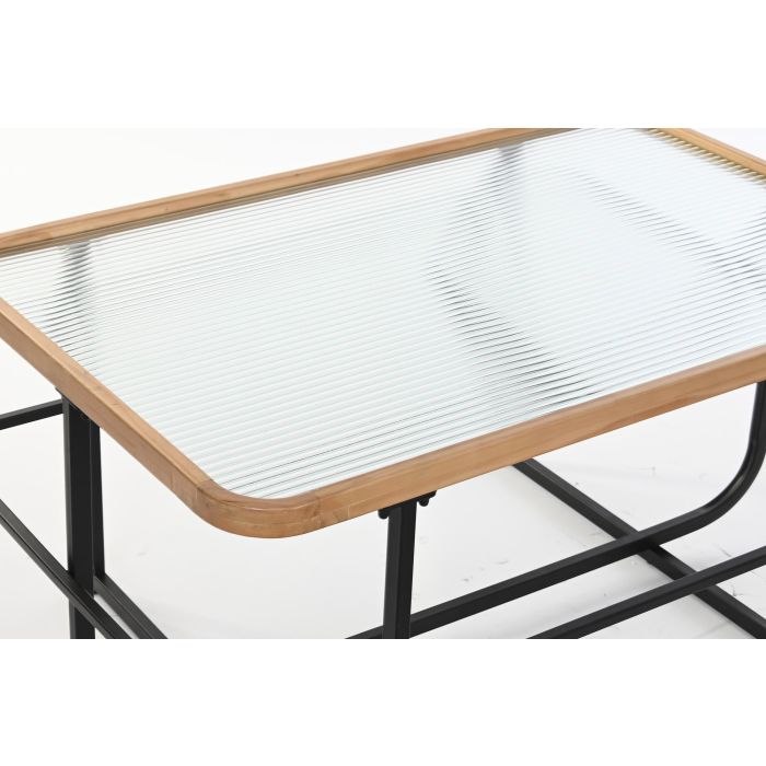DKD Home Decor Mesa Centro Scandi Negro Natural Metal Cristal 60 x 46 x 90 cm 1