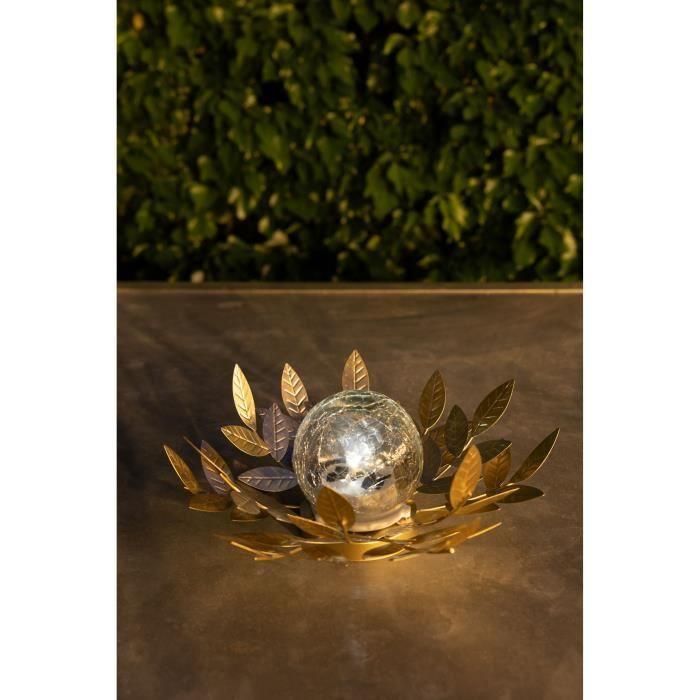 Nenúfar solar GALIX G4495 - Metal, Oro y vidrio agrietado - 7 lúmenes - 26 cm 1