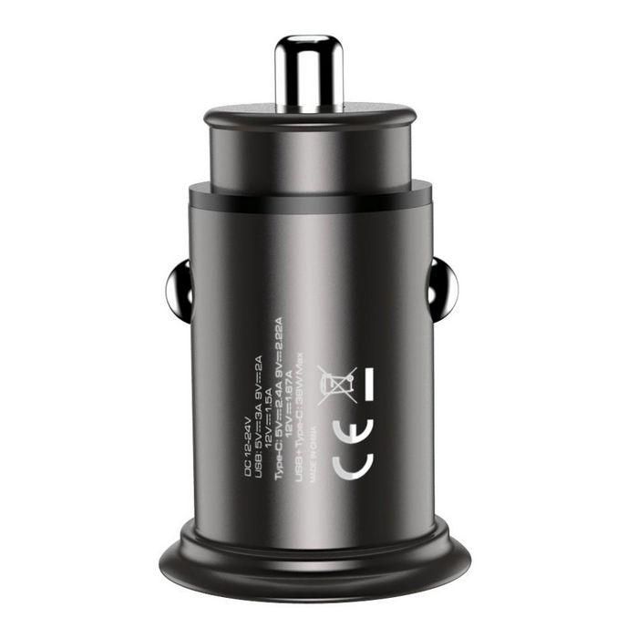 Techly Mini Car Charger USB-A and USB-C Quick Charge 3.0 38W in Black Metal 5 Techly Mini Car Charger USB-A and USB-C Quick Charge 3.0 38W in Black Metal 5