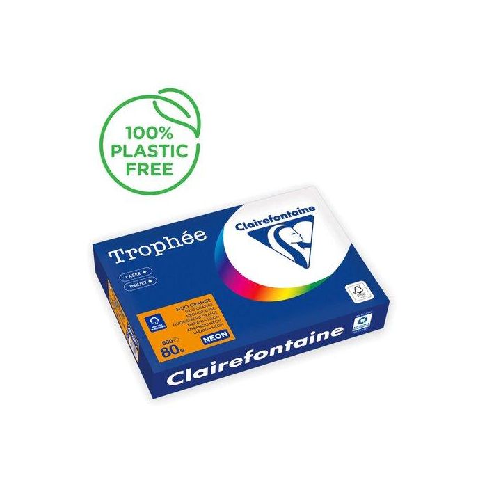 Papel De Color A4 Clairefontaine Trophee 80G 500H Fluo Naranja