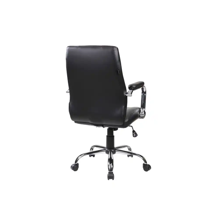 Rocada Silla de Oficina Direccion Simil Piel Negra Base Metalica Cromada Giratoria Ergonomica 360 Ajustable 3