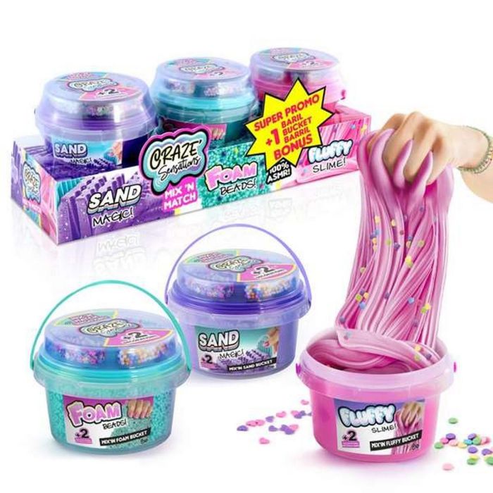 Craze Sensations Mix&Match 3 Cubos de Texturas: Slime Esponjoso, Perlas Espuma, Arena Mágica + 6 Decoraciones - Edad +6 años Craze Sensations Mix&Match 3 Cubos de Texturas: Slime Esponjoso, Perlas Espuma, Arena Mágica + 6 Decoraciones - Edad +6 años