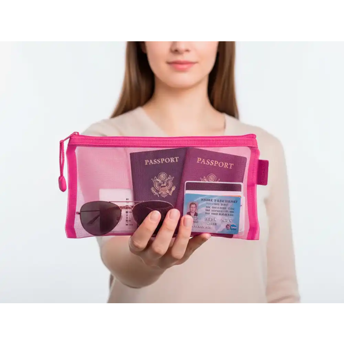 Liderpapel Bolsa zipper bag ticket poliester transpirable multiusos 230x115 mm rosa 6