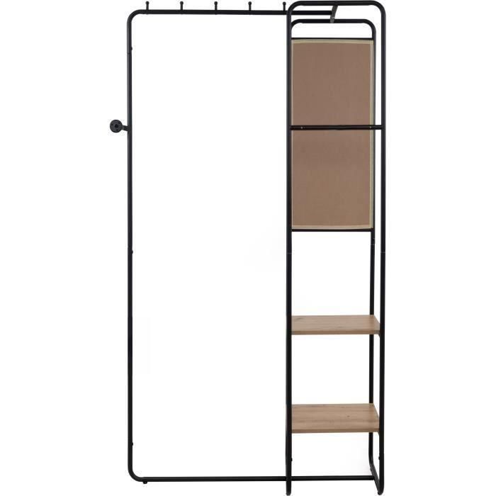 Mueble de recibidor - LUTON - Estructura metálica - Negro / Roble artesano - 100 x 185 x 37 cm - 2 estantes - 1 espejo 5 Mueble de recibidor - LUTON - Estructura metálica - Negro / Roble artesano - 100 x 185 x 37 cm - 2 estantes - 1 espejo 5