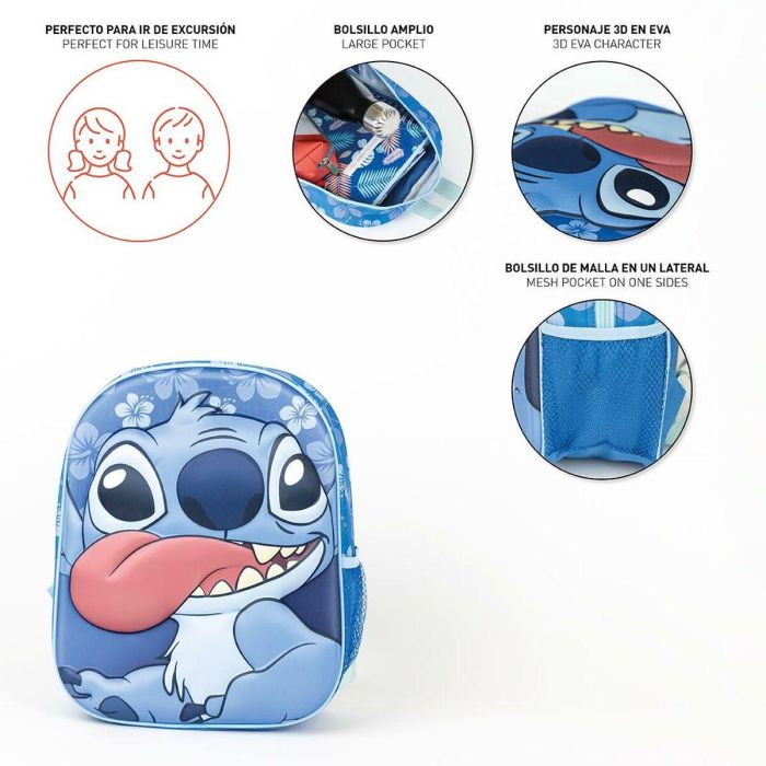 Mochila Escolar Stitch Azul 25 x 31 x 10 cm 3 Mochila Escolar Stitch Azul 25 x 31 x 10 cm 3