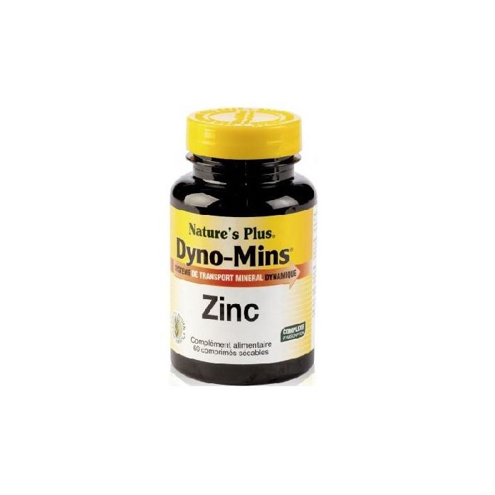 NATURES PLUS Dyno-Mins Zinc 15mg, 60 comprimidos – Suplemento para el metabolismo y próstata, apto para vegetarianos