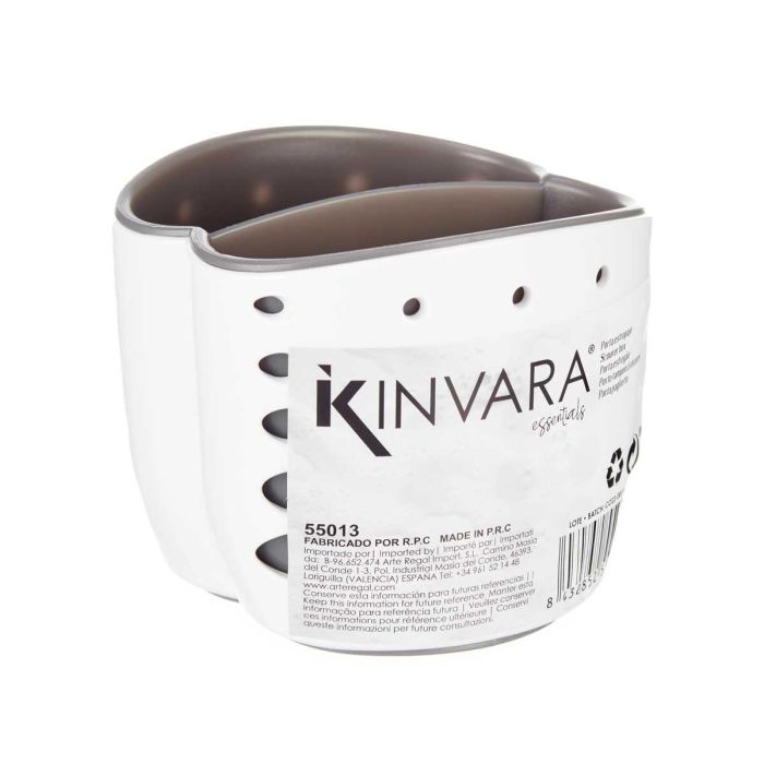 Portaestropajos Plastico Doble Blan Gris Kinvara 9X8CM (24 Unidades) 1 Portaestropajos Plastico Doble Blan Gris Kinvara 9X8CM (24 Unidades) 1