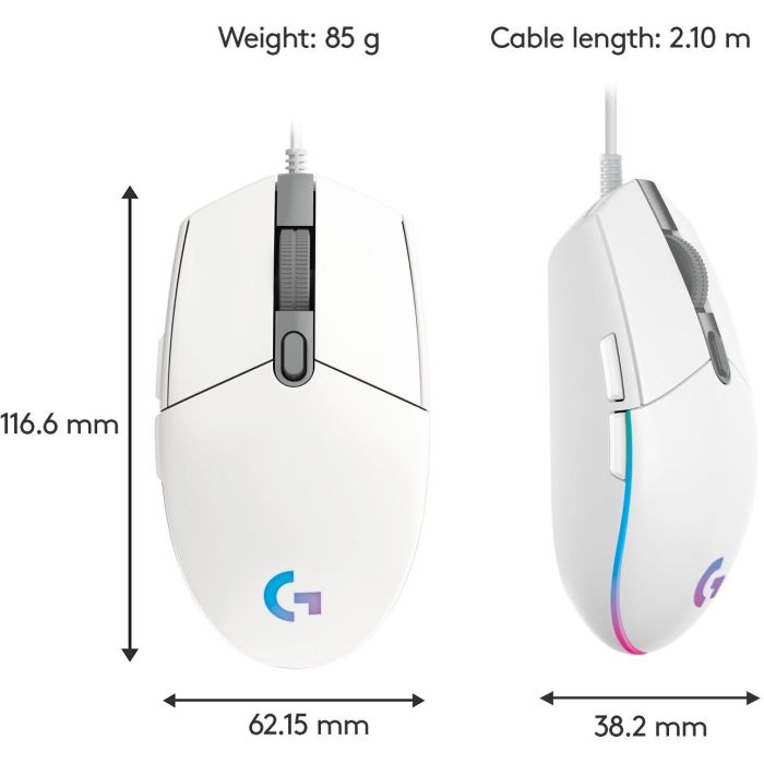 Logitech G203 Lightsync Ratón Gaming Blanco 6
